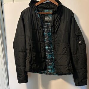 Lole Black Quilted Jacket with Patterned Lining